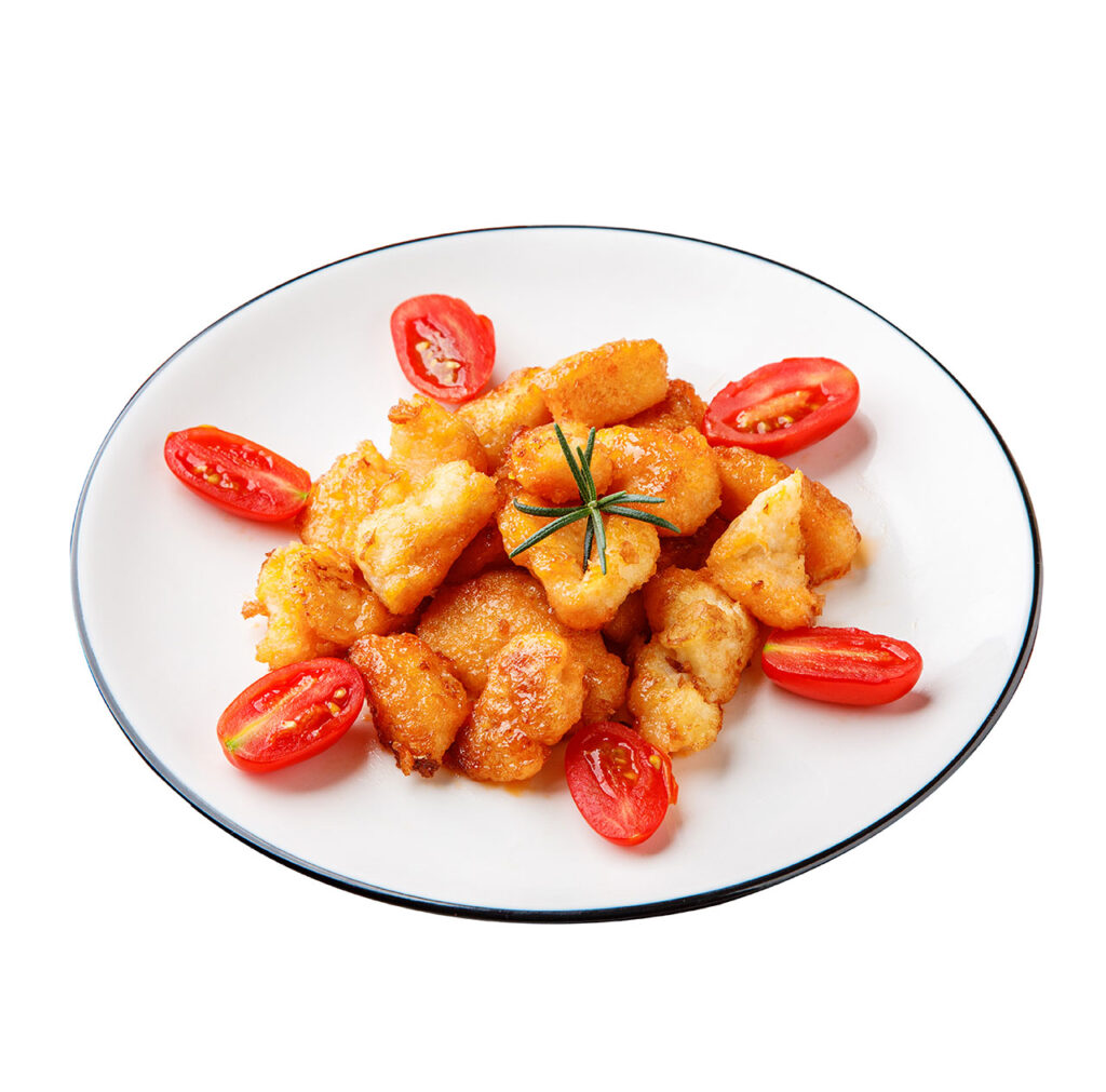 紅杉宅料理｜紅杉食品｜料理包/冷凍食品/團購/批發商/食品工廠/客製化料理包/調理包_酥脆菲力魚塊佐糖醋-橙汁醬